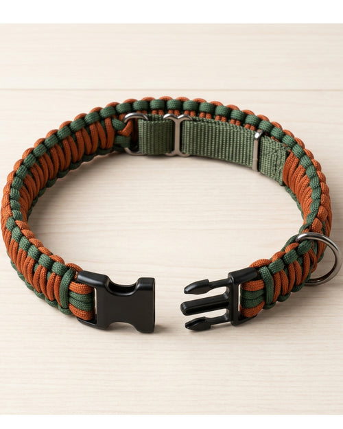 Paoth Cobra-Braid Paracord Dog Collar 38–50 cm Forest Orange - Lifestyle view