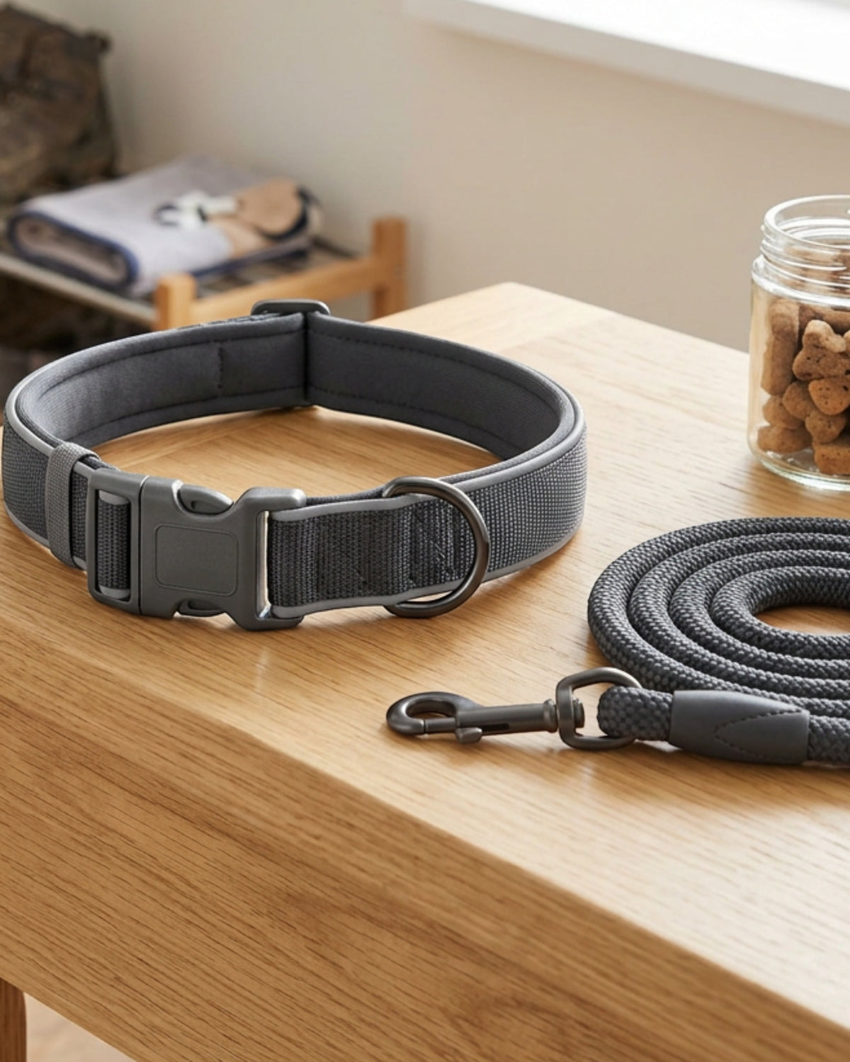 Paoth Padded Pet Collar Charcoal Reflective Large