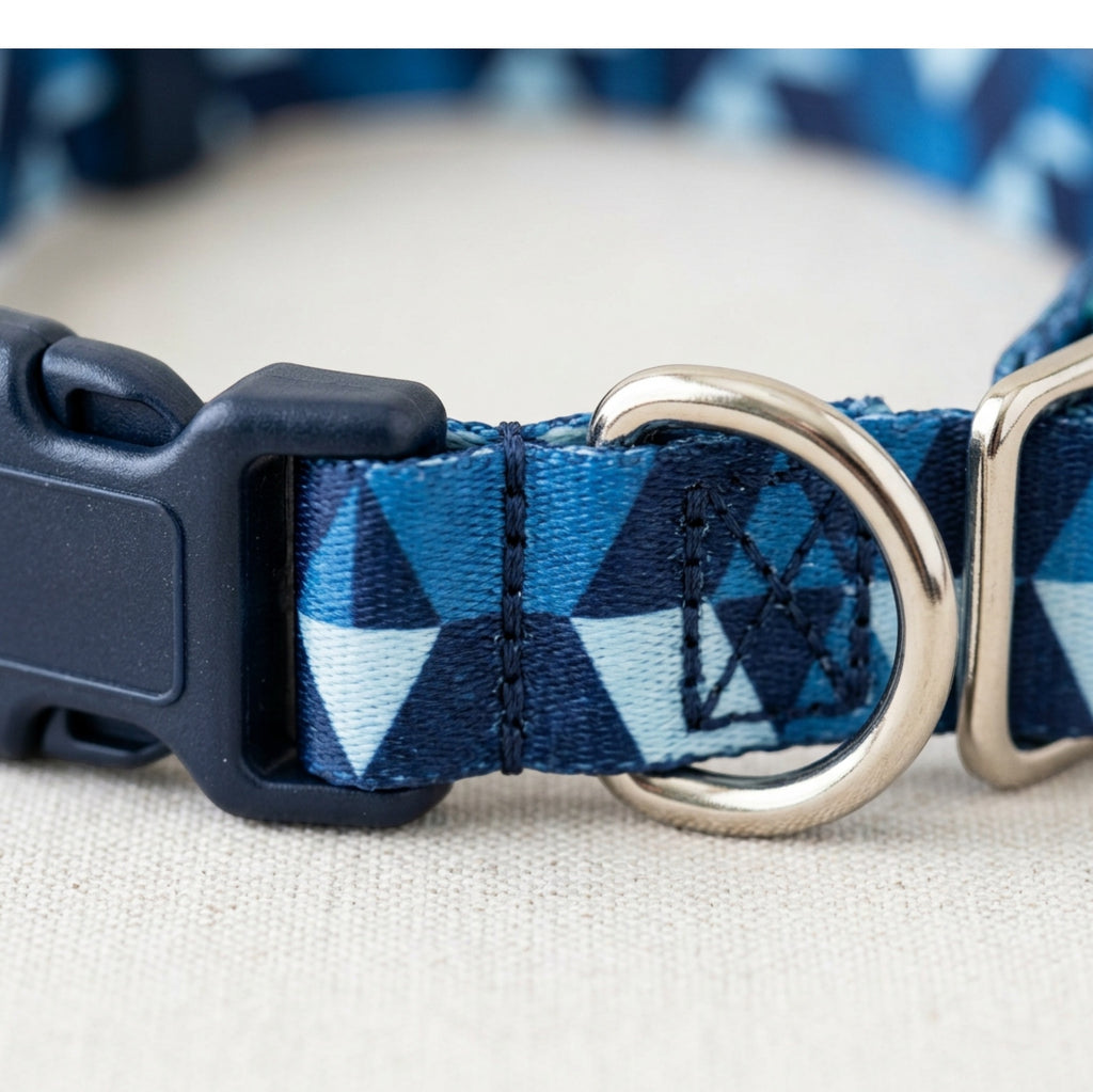 Paoth Patterned Pet Collar Blue Geo Small